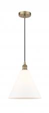 Innovations Lighting 616-1P-AB-GBC-121-LED - Berkshire - 1 Light - 12 inch - Antique Brass - Cord hung - Mini Pendant