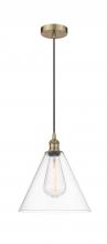 Innovations Lighting 616-1P-AB-GBC-122-LED - Berkshire - 1 Light - 12 inch - Antique Brass - Cord hung - Mini Pendant