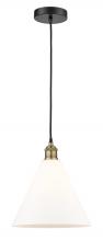  616-1P-BAB-GBC-121 - Berkshire - 1 Light - 12 inch - Black Antique Brass - Cord hung - Mini Pendant