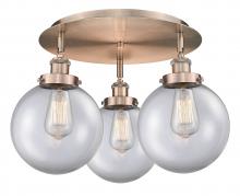  916-3C-AC-G202-8 - Whitney - 3 Light - 20 inch - Antique Copper - Flush Mount