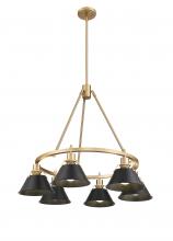 Golden 3306-6 BCB-BLK - Orwell 6-Light Chandelier in Brushed Champagne Bronze with Matte Black