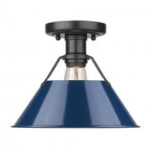 Golden 3306-FM BLK-NVY - Orwell 1-Light Flush Mount in Matte Black with Matte Navy