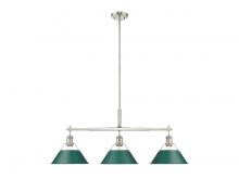 Golden 3306-LP PW-GN - Orwell 3-Light Linear Pendant in Pewter with Pine Green