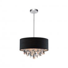  5443P14C (Black) - Dash 3 Light Drum Shade Chandelier With Chrome Finish