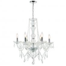  8023P24C-6 - Princeton 6 Light Down Chandelier With Chrome Finish