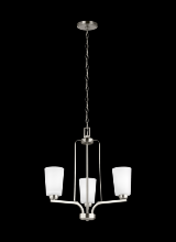  3128903EN3-962 - Franport transitional 3-light LED indoor dimmable ceiling chandelier pendant light in brushed nickel