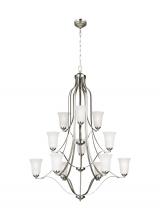  3139012EN3-962 - Emmons traditional 12-light LED indoor dimmable ceiling chandelier pendant light in brushed nickel s