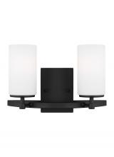  4424602EN3-112 - Alturas indoor dimmable LED 2-light wall bath sconce in a midnight black finish and etched white gla