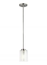  6137301EN3-962 - Elmwood Park traditional 1-light LED indoor dimmable ceiling hanging single pendant light in brushed