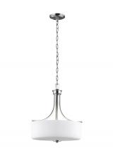  6528803EN3-962 - Canfield modern 3-light LED indoor dimmable ceiling pendant hanging chandelier pendant light in brus