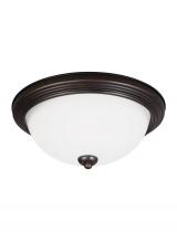  77265EN3-710 - Geary transitional 3-light LED indoor dimmable ceiling flush mount fixture in bronze finish with sat