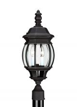  82200EN-12 - Wynfield traditional 2-light LED outdoor exterior post lantern in black finish with glass shades