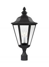  8231EN-12 - Brentwood traditional 3-light LED outdoor exterior post lantern in black finish with clear glass pan