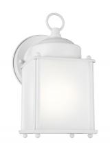  8592001EN3-15 - New Castle traditional 1-light LED outdoor exterior wall lantern sconce in white finish with satin e