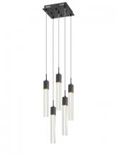  HF1900-5-GL-BK-C - The Original Glacier Avenue Collection Chrome 5 Light Pendant Fixture with Clear Crystal