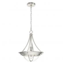 Hunter 19419 - Hunter Perch Point Brushed Nickel 1 Light Medium Pendant Ceiling Light Fixture