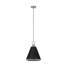  19445 - Hunter Klein Brushed Nickel and Flat Matte Black 1 Light Medium Pendant Ceiling Light Fixture