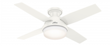 Hunter 50399 - Hunter 44 inch Dempsey Fresh White Low Profile Damp Rated Ceiling Fan with LED Light Kit