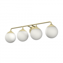  19179 - Hunter Hepburn Modern Brass with Cased White Glass 4 Light Bathroom Vanity Wall Light Fixture