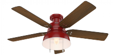 Hunter 59312 - Hunter 52 inch Mill Valley Barn Red Low Profile Damp Rated Ceiling Fan with LED Light Kit