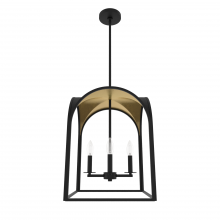  19082 - Hunter Dukestown Natural Black Iron and Gold Leaf 4 Light Small Pendant Ceiling Light Fixture