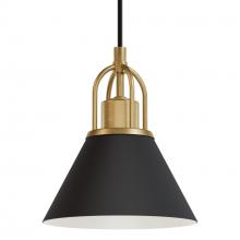  13164 - Hunter Carrington Isle Matte Black and Luxe Gold 1 Light Mini Pendant Ceiling Light Fixture