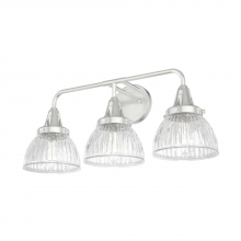  19353 - Hunter Cypress Grove Brushed Nickel with Clear Holophane Glass 3 Light Bathroom Vanity Wall Light