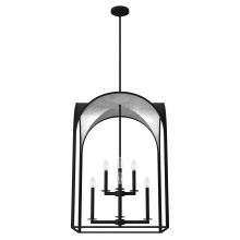  19736 - Hunter Dukestown Natural Black Iron and Silver Leaf 8 Light Extra Large Pendant Ceiling Light