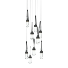  131108-SKT-LONG-10-ZM0434 - Link 9-Light Clear Glass Pendant