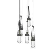  131127-SKT-LONG-20-ZM0434 - Link 5-Light Clear Glass Pendant