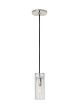  SLPD277CN-L - Sean Lavin Horizon 1-LT dimmable small accent pendant with polished nickel finish and glass shade