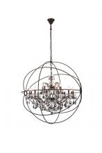  1130G43DB-SS/RC - Geneva 18 Light Dark Bronze Chandelier Silver Shade (Grey) Royal Cut Crystal