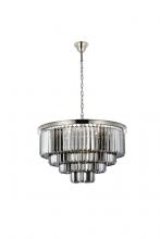  1231D32PN-SS/RC - Sydney 17 Light Polished Nickel Chandelier Silver Shade (Grey) Royal Cut Crystal