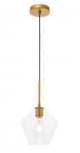 Elegant LD2256BR - Gene 1 light Brass and Clear glass pendant