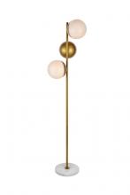  LD6162BR - Eclipse 3 Lights Brass Floor Lamp with Frosted White Glass