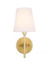  LD6185BR - Cason 1 Light Brass Amd White Shade Wall Sconce