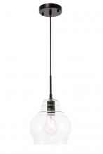  LD6198BK - Pierce 1 light Black and Clear seeded glass pendant