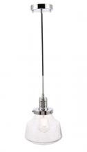  LD6253C - Lyle 1 Light Chrome and Clear Seeded Glass Pendant