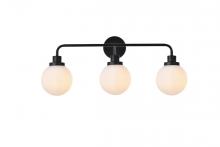 Elegant LD7034W28BK - Hanson 3 lights bath sconce in black with frosted shade