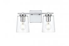  LD7310W14CH - Kacey 2 Light Chrome and Clear Bath Sconce