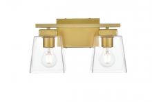  LD7312W14BRA - Merrick 2 light Brass and Clear Bath Sconce