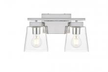  LD7312W14CH - Merrick 2 Light Chrome and Clear Bath Sconce