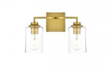  LD7314W14BRA - Ronnie 2 Light Brass and Clear Bath Sconce