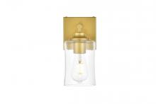  LD7314W5BRA - Ronnie 1 Light Brass and Clear Bath Sconce