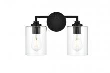  LD7315W14BLK - Mayson 2 Light Black and Clear Bath Sconce