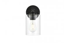  LD7315W5BLK - Mayson 1 light Black and Clear Bath Sconce