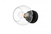  LD7320W7BLK - Rogelio 1 light Black and Clear Bath Sconce