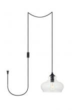  LDPG2246BK - Destry 1 Light Black Plug-in Pendant with Clear Glass