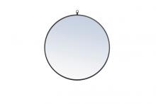  MR4054BK - Metal Frame Round Mirror with Decorative Hook 28 Inch Black Finish