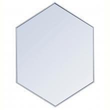  MR4430S - Metal Frame HexAgon Mirror 30 Inch in Silver